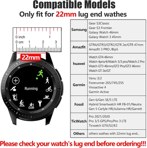 Vista 2 de EZMVZKU 22mm Bands for Galaxy Watch 3 45mm/Samsung Gear S3, Quickfit Stainless Steel Metal Straps for Garmin Venu 3/2/Amazfit GTR4/3/2/Huawei watch