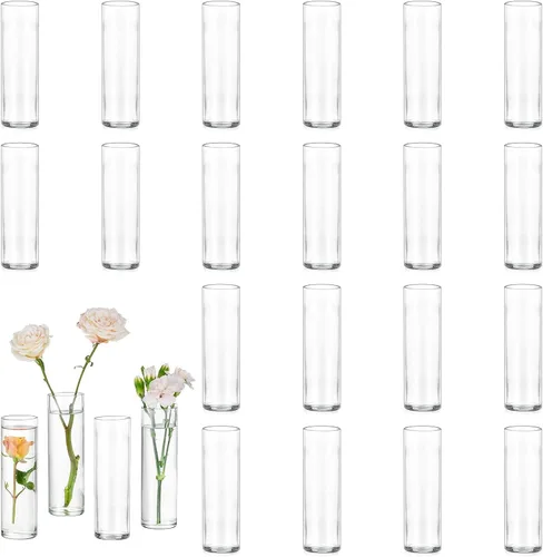 Vista 8 de Glasseam Pequeño florero de cristal: 12 jarrones cilíndricos para centros