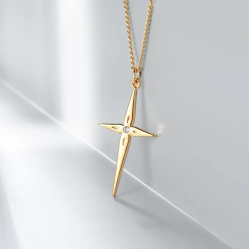 Vista 44 de Fettero - Collar con dije de cruz de fe, chapado en oro de 14 K, cadena fina, minimalista, simple, pequeña, para oración, regalo de joyería religiosa