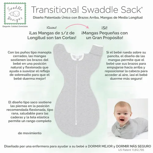 Vista 5 de SwaddleDesigns Saco de transición, algodón, floral celestial, 3-6 meses