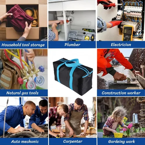 Vista 6 de BLIRITEL Bolsa de herramientas de boca ancha, bolsa de herramientas resistente para hombres, bolsa de herramientas de alta capacidad