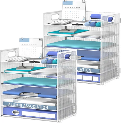 Vista 19 de Daltack Organizador de papel de 6 niveles para escritorio, organizador de bandejas de papel para escritorios, organizadores de archivos de Negro
