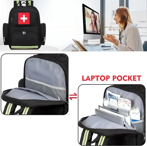 Vista 3 de Gatycallaty Mochila de primeros auxilios médica Emt bolsa de primeros auxilios vacía Ems emergencia salud en el hogar, senderismo, trauma, viajes
