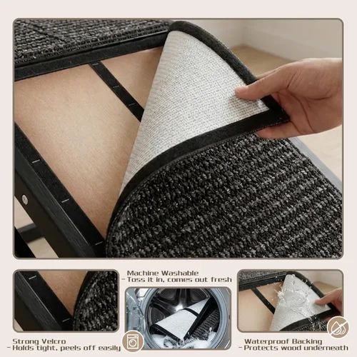 Vista 6 de Rampa plegable para perros de 65 pulgadas para cama, altura ajustable de 6 niveles (13-32.1 pulgadas) con plataforma de descanso, superficie
