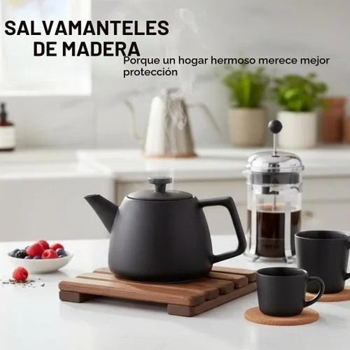 Vista 6 de LO-MAS - Salvamanteles de madera para ollas y sartenes calientes, madera de acacia sólida resistente al calor, protector duradero de cocina y mesa