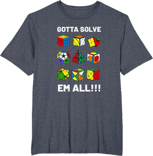 Vista 76 de Camiseta competitiva Puzzle Cube Gotta Solve Em All Speed Cubing