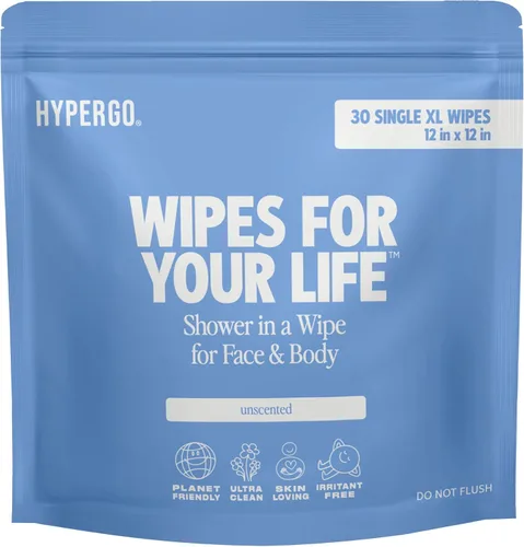 Vista 13 de Toallitas corporales HyperGo XL para mujeres y hombres – 30.5 cm x 30.5 cm Toallitas de limpieza corporal completas sin enjuague, 20