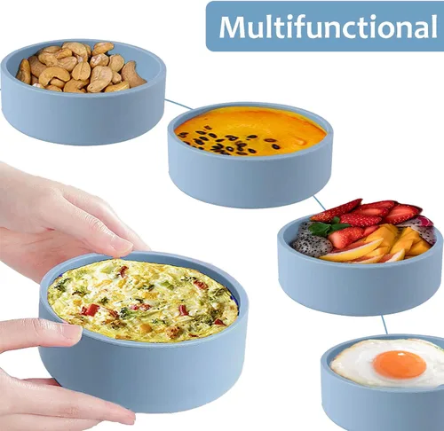 Vista 4 de Molde de silicona para freidora de aire, 3 piezas reutilizables para freidora de aire, sartén para huevos, molde antiadherente para huevos, molde