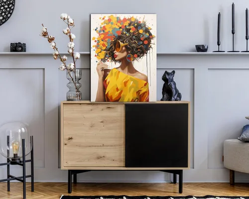 Vista 229 de Arte de pared afroamericano, decoración de rey y reina bailarín negro para sala de estar, arte de pareja de amor negro para dormitorio, lienzo