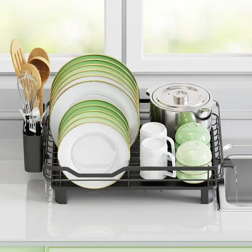 Vista 8 de ROTTOGOON Escurridor de platos, rejilla para secar platos de acero inoxidable resistente al óxido para encimera de cocina, escurridor de platos