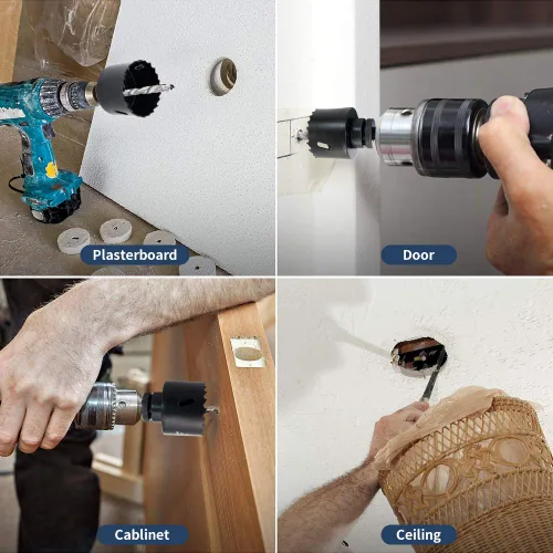 Vista 7 de Sierra perforadora con cenador resistente, broca de sierra de agujero anular HSS para todos los taladros eléctricos de 1/2 para madera, plástico