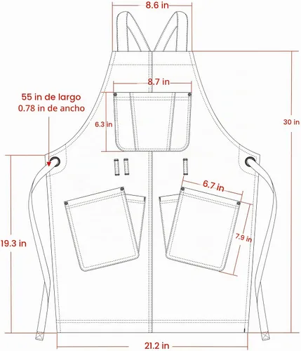Vista 4 de Jeanerlor Delantal de trabajo para mujer y hombre ajustable S-XXL (azul oscuro)