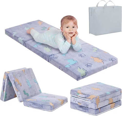 Vista 15 de Tiita Colchón de suelo plegable para niños - Tapete para siesta que brilla en la oscuridad con bolsa de almacenamiento, almohadilla de suelo