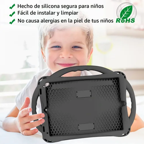 Vista 3 de TopEsct Kids Case for iPad 10.2 inch - Shockproof Silicone Cover with Tempered Glass Screen Protector and Strap - Compatible with iPad 9th/8th/7th