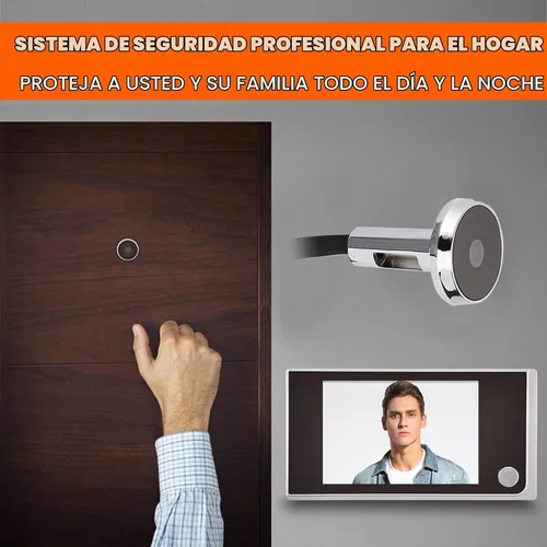 Vista 4 de Mirilla de puerta Socobeta con timbre y cámara de seguridad mini HD inteligente, pantalla LCD de 3.5 pulgadas