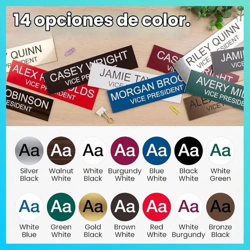 Vista 5 de ExcelMark Placa de identificación grabada personalizada de 2 x 8 pulgadas con esquinas cuadradas