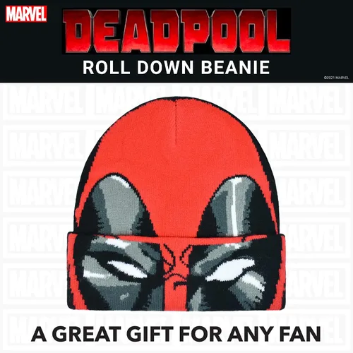 Vista 6 de Concept One Marvel Deadpool - Gorro con puños enrollables, rojonegro, talla única, RojoNegro