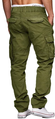 Vista 2 de Cargo Pants for Men Multi Pockets Work Pants Cotton Stretch Elastic Waist Relaxed Fit Hiking Outdoor Casual