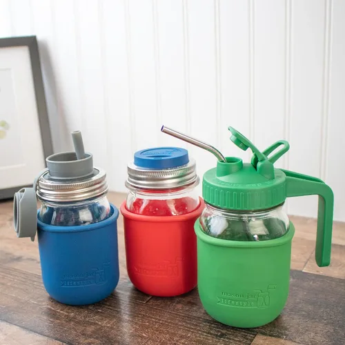 Vista 4 de Mason Jar Lifestyle - Pinta de boca regular, fundas de silicona de 16 onzas para proteger la bola, Kerr y tarros de conservas