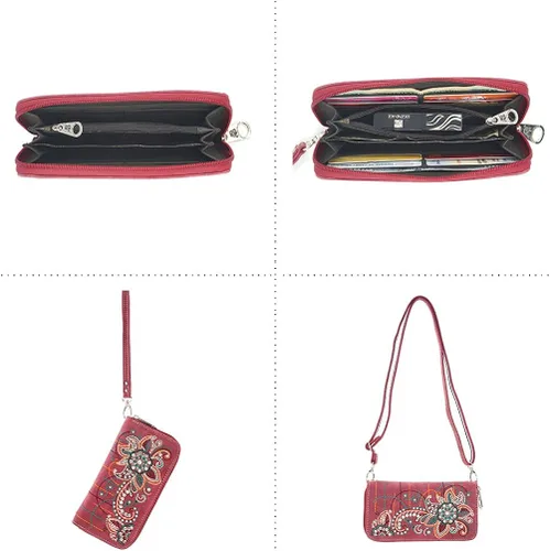Vista 6 de Montana West Bolso de mano de cuero estilo occidental para mujer