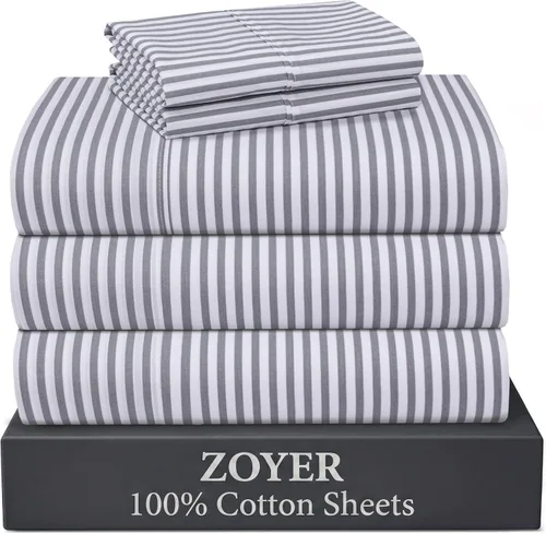 Vista 66 de ZOYER Sábanas de 100 % algodón percal tamaño individual, refrescantes y transpirables, duraderas, con una sensación nítida, suave y cómoda, bolsillo