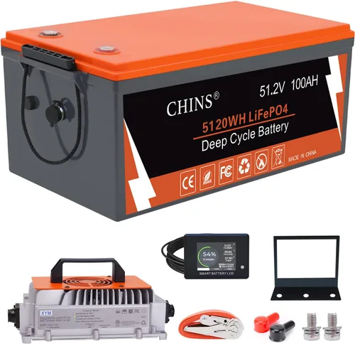 Vista 7 de CHINS - Batería de litio para carrito de golf de 36 V, 100 Ah, batería Bluetooth LiFePO4, BMS de 200 A incorporada, corriente máxima de 1000 A
