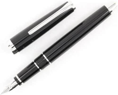 Vista 3 de PILOT Pluma estilográfica Metal Falcon Collection, barril negro, punta extrafina (60461)