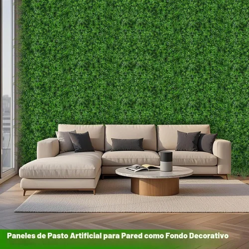Vista 5 de 6 paneles de pared de césped de 20 x 20 pulgadas, fondo de hierba de helecho artificial con protección UV, paneles de boj de plantas de vegetación