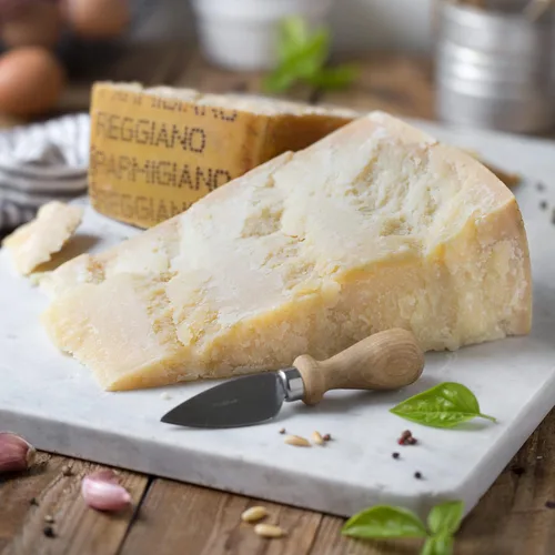 Vista 4 de Trío de degustación de Parmigiano Reggiano DOP de 18, 24, 36 meses 3x2.2 lb - 1 por envejecimiento - (3x1kg) - El único parmesano - EMILIA FOOD LOVE