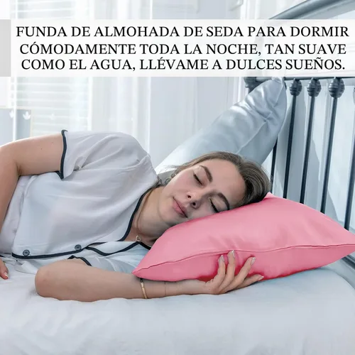 Vista 6 de Suatien Funda de almohada de seda de morera para cabello y piel, tamaño Rosa-1 paquete