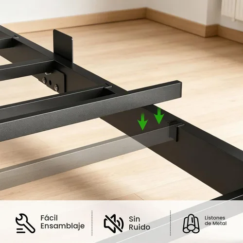 Vista 9 de Liians Marco de cama flotante moderno de tamaño completo con luces LED inteligentes, estación de carga USB, plataforma de metal resistente,