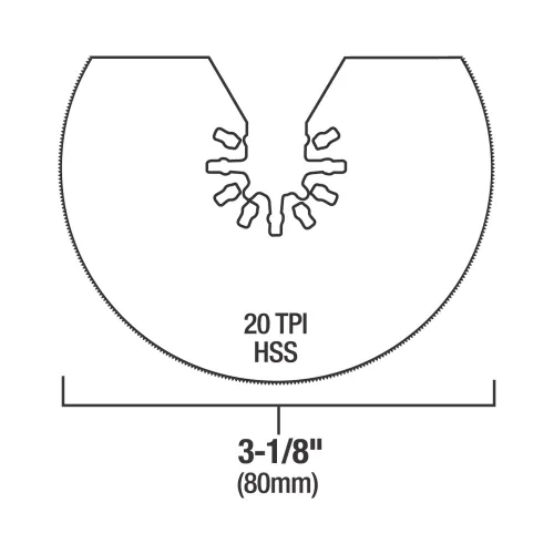 Vista 3 de Genesis GAMT522 Universal Quick-Fit 3 1/8" HSS Segmentado Oscilante Multiherramienta de Liberación Rápida Hoja de Sierra