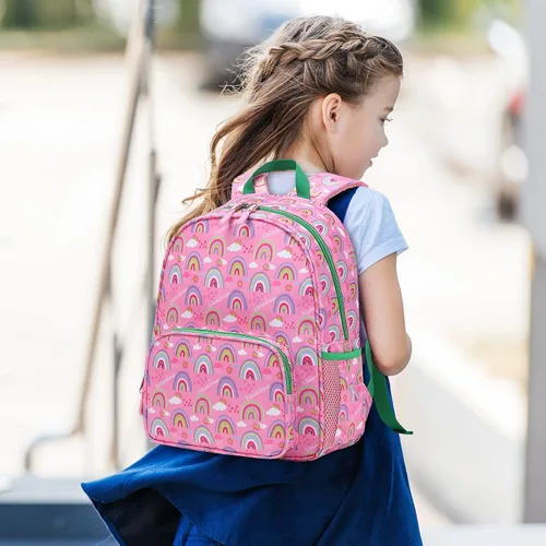 Vista 2 de BUG Mochila infantil para niñas y niños, Arco iris rosado, Mochilas tipo mochila