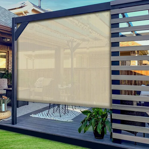 Vista 6 de SunnyRoyal - Persianas enrollables para patio y exteriores, para usar al aire libre, en la terraza, porche, balcón o patio trasero, 4 pies de ancho