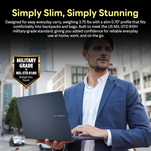 Vista 7 de ASUS Vivobook - Laptop empresarial FHD de 15.6 pulgadas, Intel Core 3 100U, 8 GB DDR5, almacenamiento de 1.12 TB