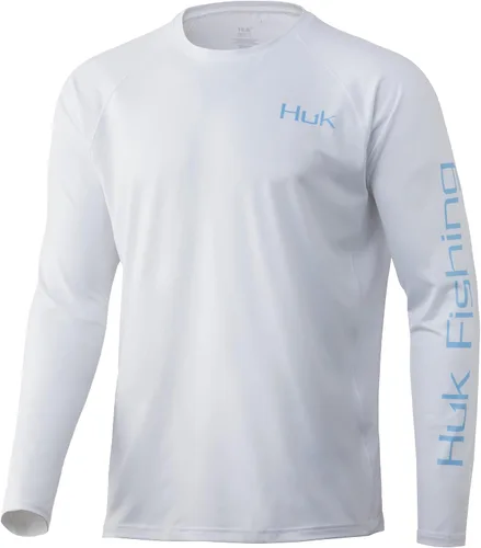 Vista 6 de HUK Camiseta de pesca de manga larga con protección solar para hombre Vc Pursuit Pescado de hueso - Glaciar