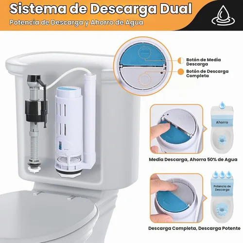 Vista 3 de Kit de repuesto de válvula de descarga doble de 2 pulgadas para inodoros de 2 piezas, kit de reparación universal de inodoro con botón pulsador