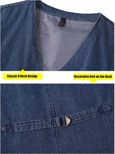 Vista 5 de HangNiFang - Chaleco casual con cuello en V para hombre