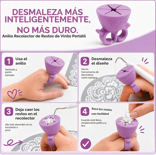 Vista 4 de Anillo colector de desechos de vinilo Tweexy Craft Herramientas de desbroce para transferencia de calor de vinilo, soporte de hojas de papel