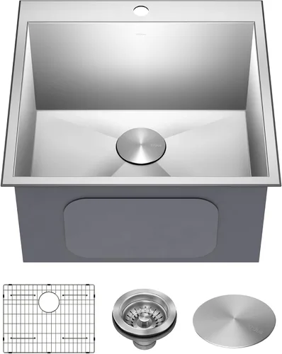 Vista 21 de Kraus Standart PRO - Fregadero de cocina de acero inoxidable de calibre 16 con tazón individual para bar, montaje superior/inferior de 18 pulgadas
