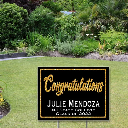 Vista 4 de Congratulations Class of 2024 Graduate Personalized Yard Sign with Metal Stake, Custom Graduation Party Personalized Lawn Sign