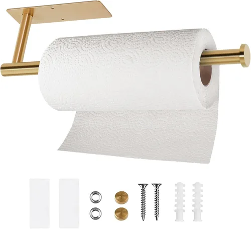 Vista 13 de Toalleros de papel para cocina, soporte para toallas de papel debajo del gabinete, soporte enrollable para toalla de baño, soporte para toallas