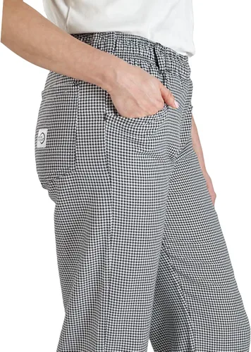 Vista 5 de Mercer Culinary Millennia - Pantalones de chef para mujer en diseño pata de gallo, L, NegroBlanco, 1
