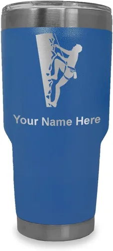 Vista 41 de LaserGram 20oz Vacuum Insulated Tumbler Mug, Rock Climber, Personalized Engraving Included (Coral)