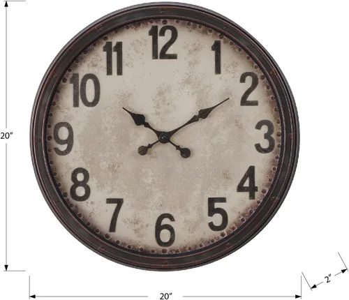Vista 3 de Monarch Specialties I 9054 Relojes, 20" redondo, reloj de pared, marrón antiguo, de transición