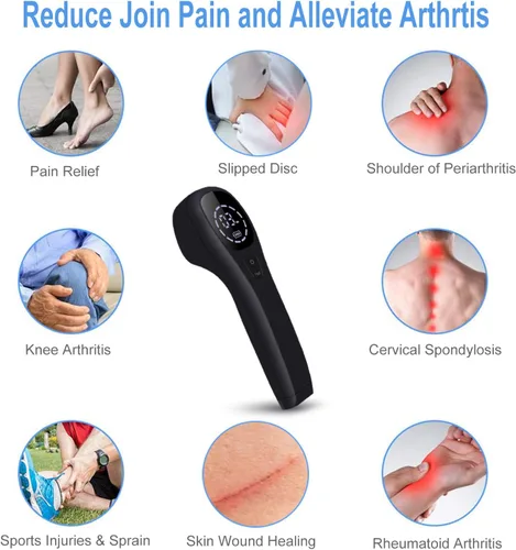Vista 3 de YJT - Dispositivo de terapia de luz roja para alivio del dolor, alivio del dolor articular y muscular, luz infrarroja con 650 nm y 808 nm