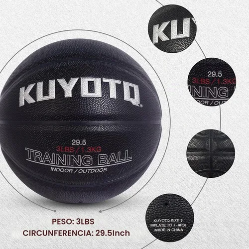 Vista 7 de KUYOTQ 3LBS/3.3LBS/2.2LBS Weighted Heavy Training Basketball 29.5/28.5" in and Outdoor Improving Handling Dribbling Passing Rebounding Skill Negro