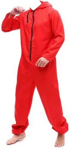 Vista 2 de Mono rojo para disfraz de La casa de papel con máscara de Halloween fiesta grupo juego completo para niño y adulto unisex