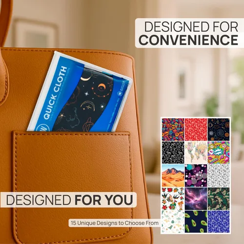 Vista 5 de Microfiber Wholesale Paños de limpieza rápida para gafas, 8 x 8, astrología, paquete de 1 con funda, limpiador de lentes de doble cara para lentes