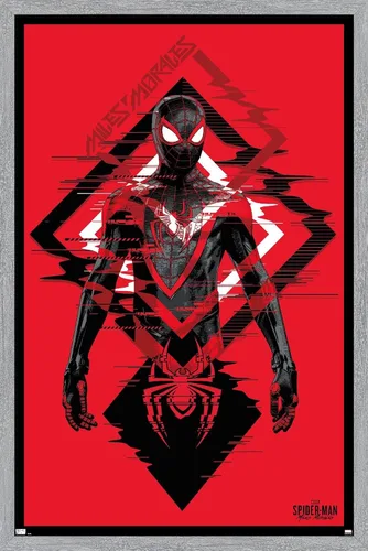 Vista 13 de Trends International Marvel's Spider-Man: Miles Morales - Póster de pared de traje, 14.725 x 22.375 pulgadas, versión enmarcada de madera de granero
